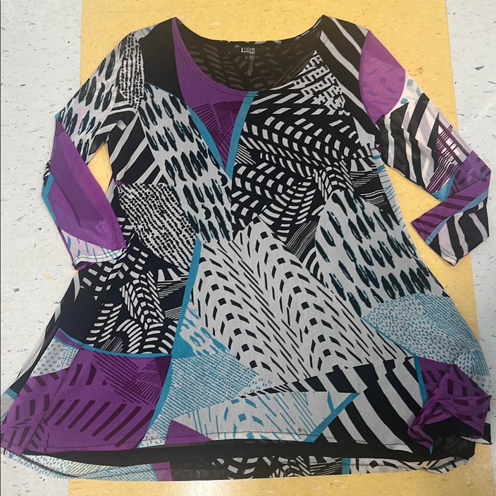 Women's Multicolor Pattern Top Sz Sm